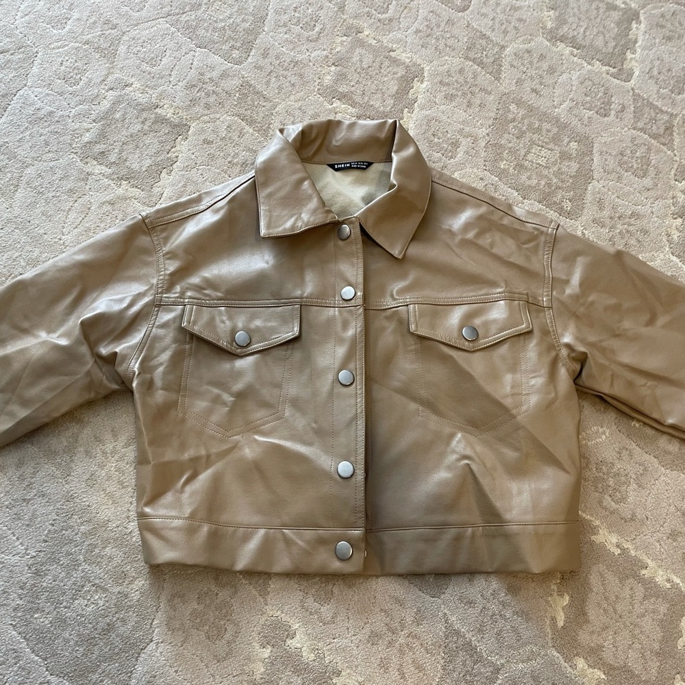 Beige Faux Leather Jacket